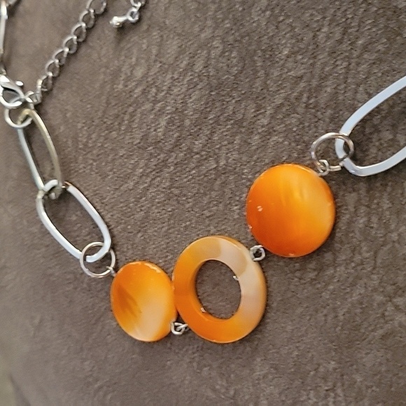 3/$30 Orange Shell Oval Link Mermaidcore Chain Necklace - Picture 5 of 6